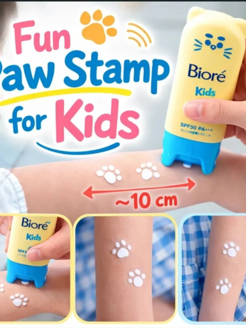Biore UV Kids Pure Milk Sunscreen SPF 50+ PA+++ Paw Stamp Limited Edition 70g